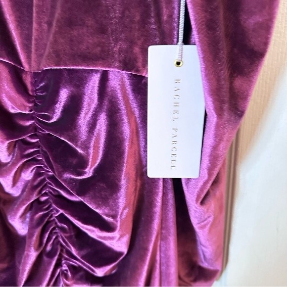 Rachel Parcell Purple Midi Dress Long sleeve stretch velvet sheath Sz Large - Picture 8 of 13